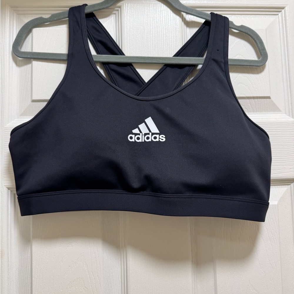Adidas Black and White Logo Sports Bra
